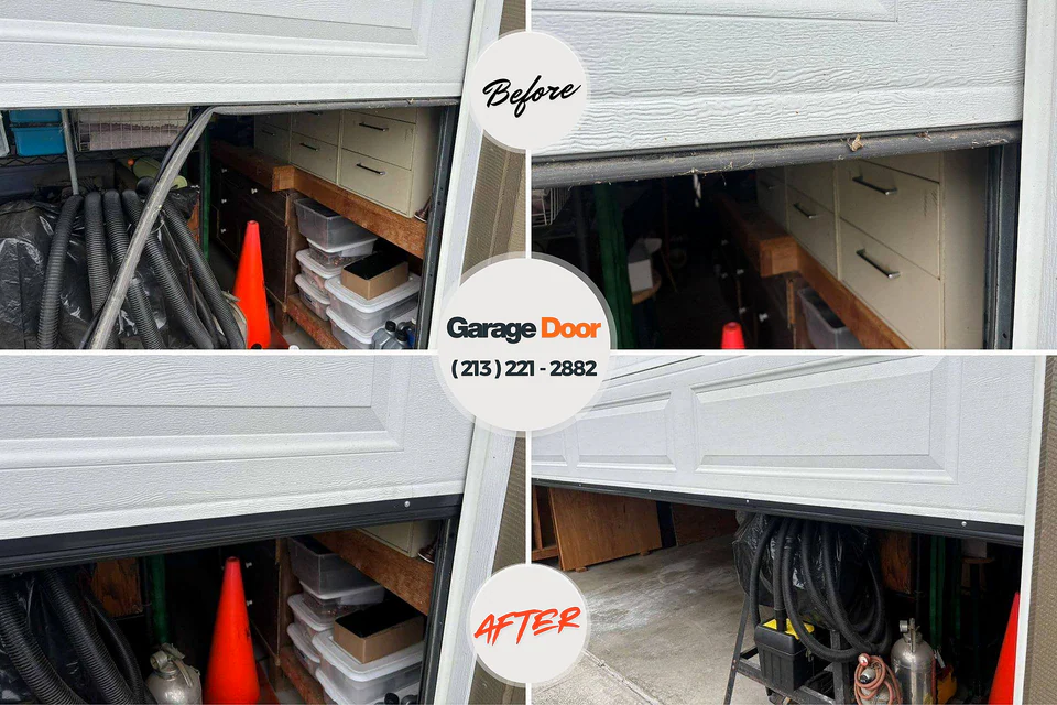 Before and after: garage door repair Oakhurst, NJ